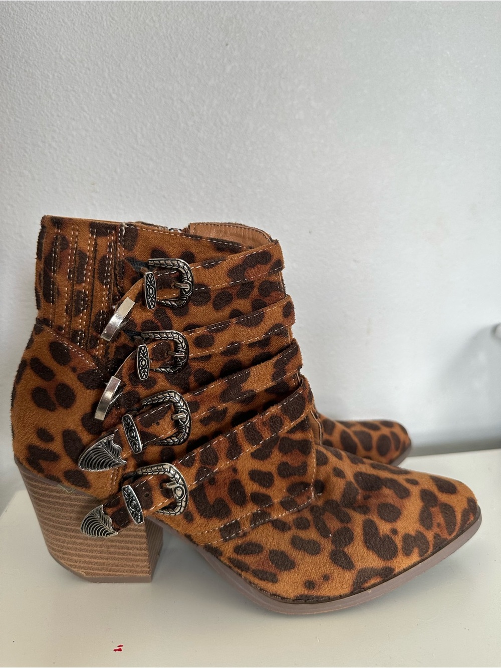 Women’s Leopard Print Ankle Boots - Brown